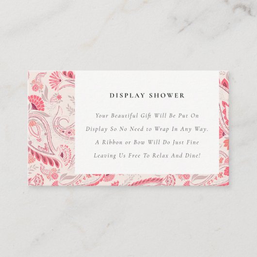 Moderne Blush Paisley Showers Baby Shower Informatiekaartje (Voorkant)