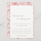 Moderne Blush Paisley Typografie Bruidsdouche Bedankkaart (Voorkant / Achterkant)