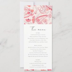 Moderne Blush Paisley Typography Wedding Menu Kaar Kaart