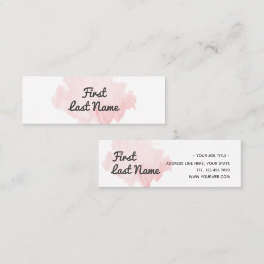 Moderne Blush PalePink Waterverf Min Visitekaartje (Voorkant / Achterkant)
