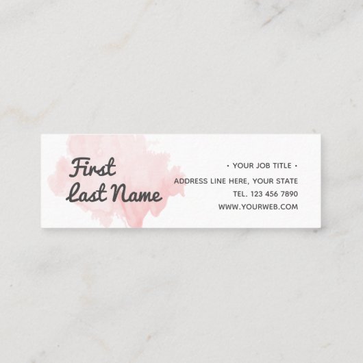 Moderne Blush PalePink Waterverf Min Visitekaartje (Achterkant)