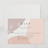 Moderne Blush Peach Botanische RSVP-reactiekaart RSVP Kaartje (Voorkant / Achterkant)