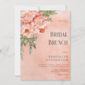 Moderne Blush Peach Pioenen Bloemen Bruids Brunch Kaart (Voorkant)