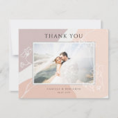 Moderne Blush Perzik Bloesems Botanische Bruiloft Bedankkaart (Voorkant)