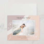 Moderne Blush Perzik Bloesems Botanische Bruiloft Bedankkaart (Voorkant / Achterkant)