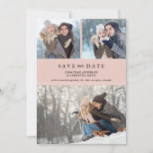 Moderne Blush Photo Collage Sla onze datum op Save The Date (Voorkant)