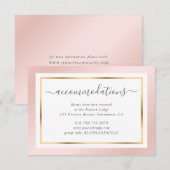 Moderne Blush Pink and Gold Wedding Accommodatie Informatiekaartje (Voorkant / Achterkant)