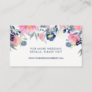 Moderne Blush Pink and Navy Floral Wedding Website Informatiekaartje