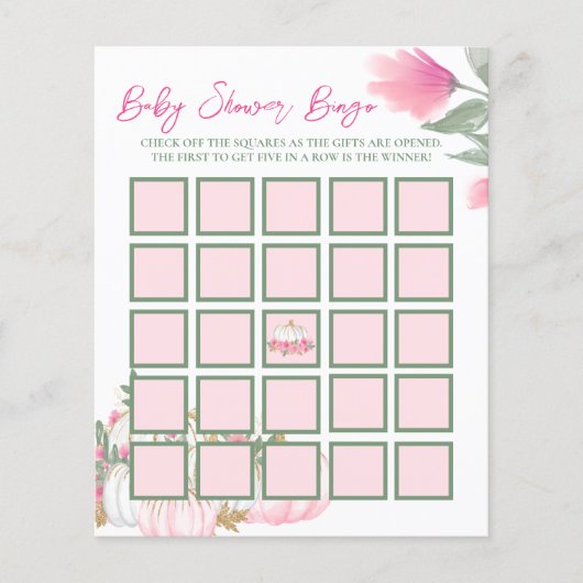 Moderne Blush Pink Baby shower Bingo Game (Voorkant)
