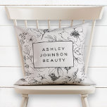 Moderne Blush Pink Botanical Floral Business Kussen<br><div class="desc">Ik dacht na hoe ik mijn bestsellende visitekaartje kon meenemen in andere producten, en dacht dat het er prachtig uit zou zien op een kussen! Dit is het resultaat :) Ik zie het in een salon in de wachtkamer, en vind het zo schattig! Dit lichtroze, moderne botanische ontwerp is de...</div>