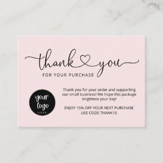 Moderne Blush Pink Business Hartelijk dank voor be Visitekaartje