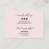 Moderne Blush Pink Business Hartelijk dank voor be Visitekaartje (Achterkant)
