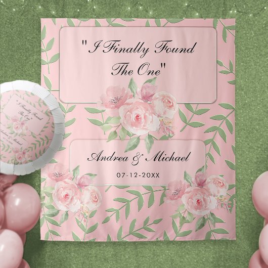 Moderne Blush Pink Chic Bloemen Fotocabine Achterg Wandkleed