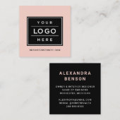 Moderne Blush Pink Custom Business Logo Vierkante Visitekaartje (Voorkant / Achterkant)