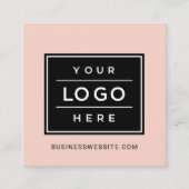 Moderne Blush Pink Custom Business Logo Vierkante Visitekaartje (Voorkant)