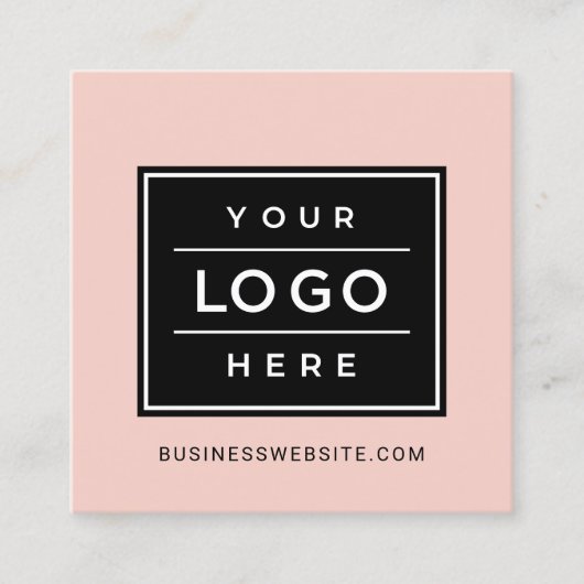 Moderne Blush Pink Custom Business Logo Vierkante Visitekaartje (Voorkant)