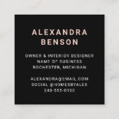 Moderne Blush Pink Custom Business Logo Vierkante Visitekaartje (Achterkant)