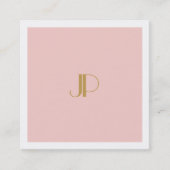 Moderne Blush Pink Elegant Gold Monogram Sjabloon Vierkante Visitekaartje (Voorkant)