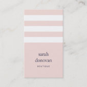 Moderne Blush Pink en White Stripe Visitekaartje (Voorkant)