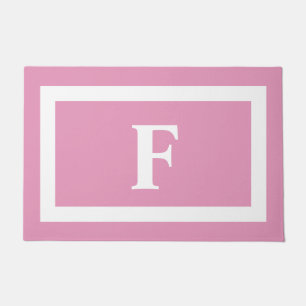 Moderne Blush Pink Family Monogram in de openlucht Deurmat
