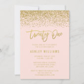 Moderne Blush Pink Faux Gold Glitter 21st Birthday Kaart (Voorkant)