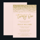 Moderne Blush Pink Faux Gold Glitter 21st Birthday Kaart<br><div class="desc">Glamoureus blush roze en faux gold glitter 21ste verjaardag uitnodigingen. Design zijn platte afgedrukte illustraties/afbeeldingen - NIET EIGENLIJK GOLD GLITTER.</div>