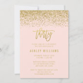 Moderne Blush Pink Faux Gold Glitter 30th Birthday Kaart (Voorkant)