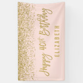 Moderne Blush Pink Faux Gold Glitter 40th Birthday Spandoek (Verticaal)