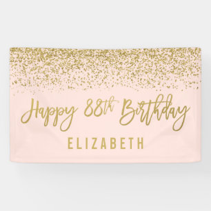 Moderne Blush Pink Faux Gold Glitter 88th Birthday Spandoek