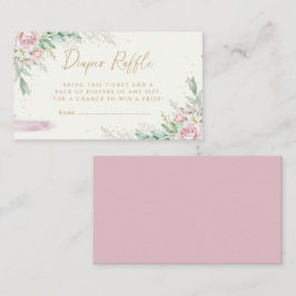 Moderne Blush Pink Floral Baby shower Diaper Raffl Informatiekaartje