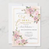 Moderne Blush Pink Floral Flowers First Community Kaart (Voorkant)