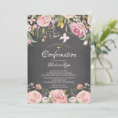 Moderne Blush Pink Floral & Gold Cross bevestiging Kaart (Staand voorkant)
