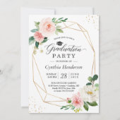 Moderne Blush Pink Floral Photo Graduparty Kaart (Achterkant)