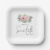 Moderne Blush Pink Florals 70e verjaardag Papieren Bordje (Voorkant)