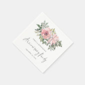 Moderne Blush Pink Florals Jubileum Party Servet (Hoek)