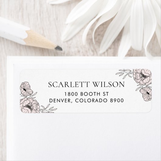 Moderne Blush Pink Flowers Address Label (Insitu)