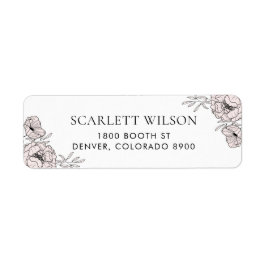 Moderne Blush Pink Flowers Address Label