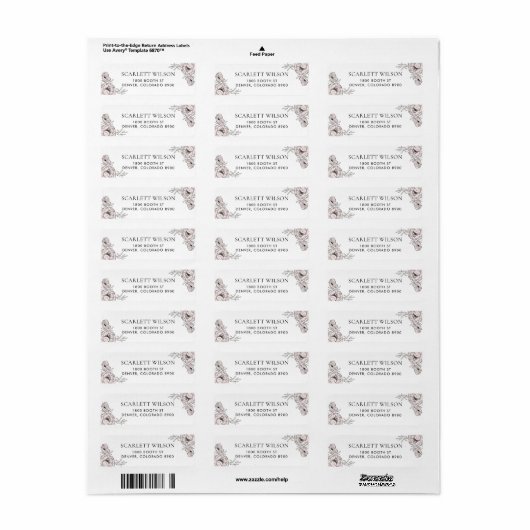 Moderne Blush Pink Flowers Address Label (Full Sheet)