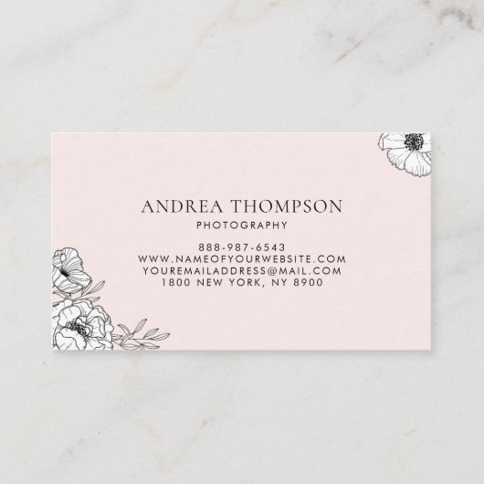 Moderne Blush Pink Flowers Visitekaartje I (Achterkant)
