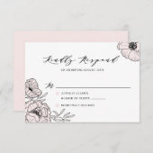 Moderne Blush Pink Flowers Wedding RSVP Kaart (Voorkant / Achterkant)