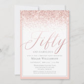 Moderne Blush Pink Glitter 50 en Fabulous Birthday Kaart (Voorkant)