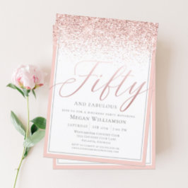 Moderne Blush Pink Glitter 50 en Fabulous Birthday Kaart