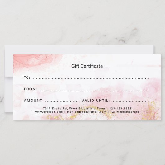 Moderne Blush Pink Gold Agate Certificate Cadekaar (Achterkant)
