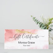 Moderne Blush Pink Gold Agate Certificate Cadekaar (Staand voorkant)