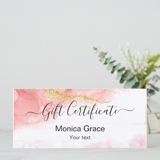 Moderne Blush Pink Gold Agate Certificate Cadekaar (Staand voorkant)