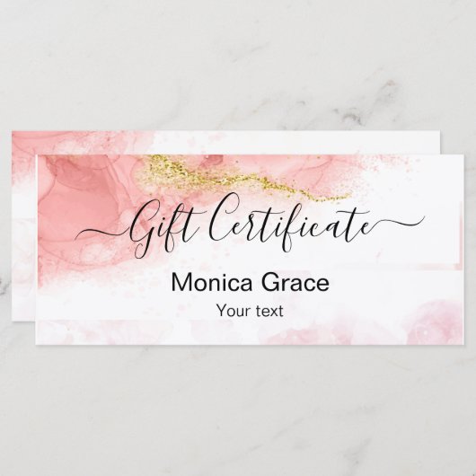 Moderne Blush Pink Gold Agate Certificate Cadekaar (Voorkant / Achterkant)