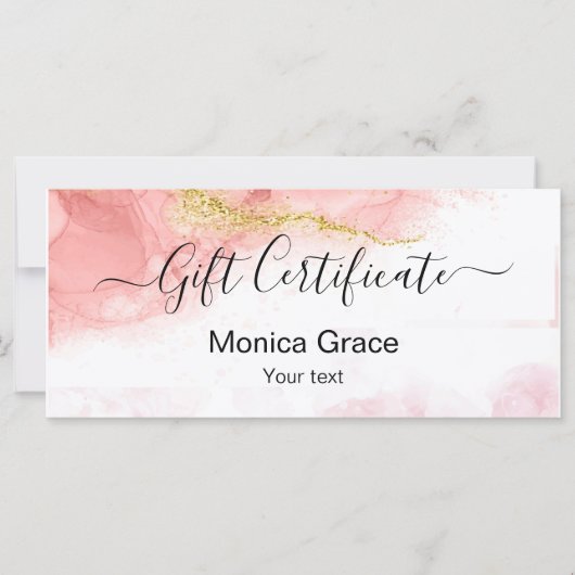 Moderne Blush Pink Gold Agate Certificate Cadekaar (Voorkant)