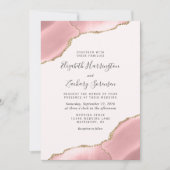 Moderne Blush Pink Gold Agate Corners Weddenschap Kaart (Voorkant)