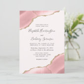 Moderne Blush Pink Gold Agate Corners Weddenschap Kaart (Staand voorkant)