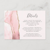 Moderne Blush Pink Gold Agate Wedding Details Informatiekaartje (Voorkant)